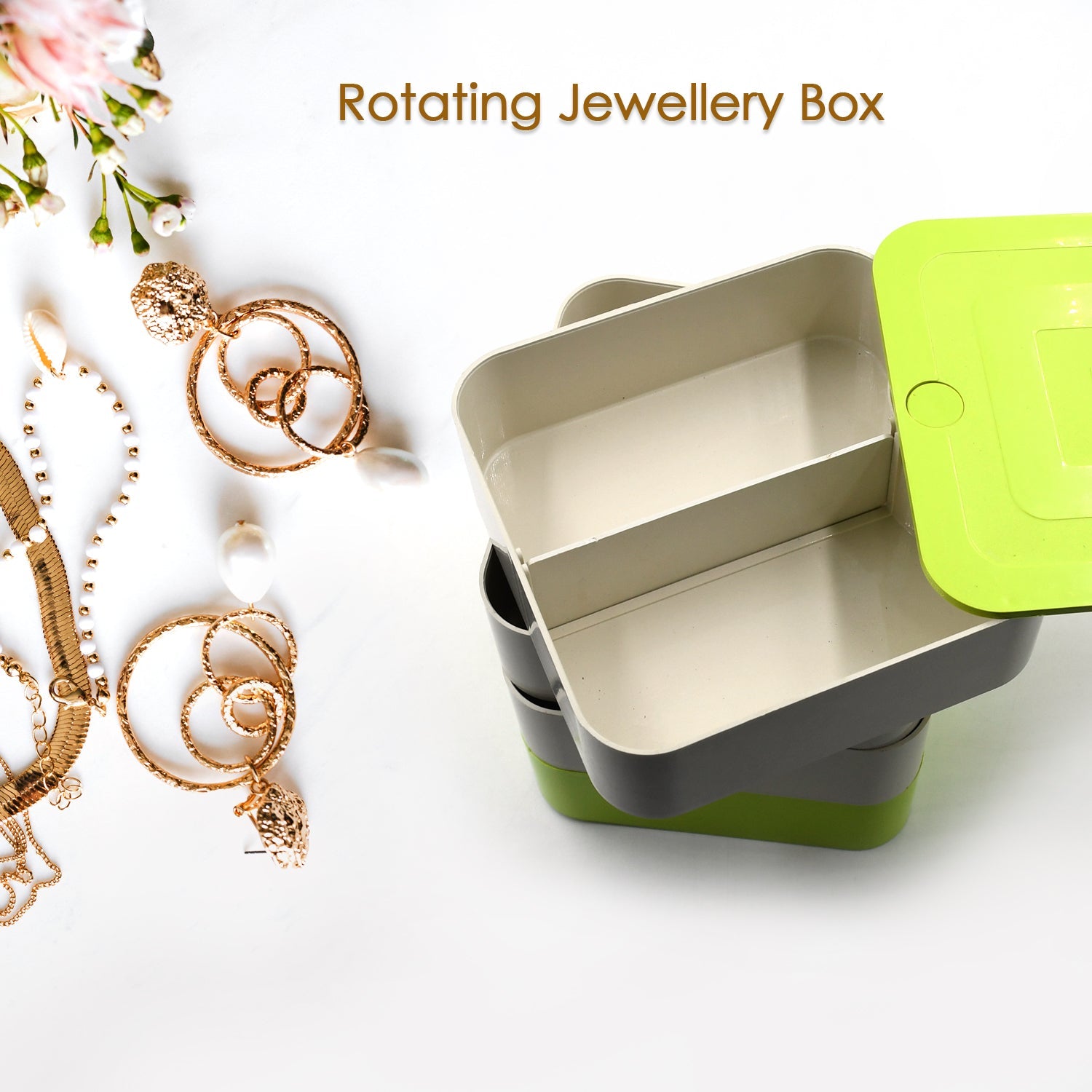 4023B 4 Layers Jewelry Box, 360 Degree Rotating Jewelry Box, Jewelry and Earring Organizer Box, Accessory Storage Box 4023B 4 Layers Jewelry Box, 360 Degree Rotating Jewelry Box, Jewelry and Earring Organizer Box, Accessory Storage Box